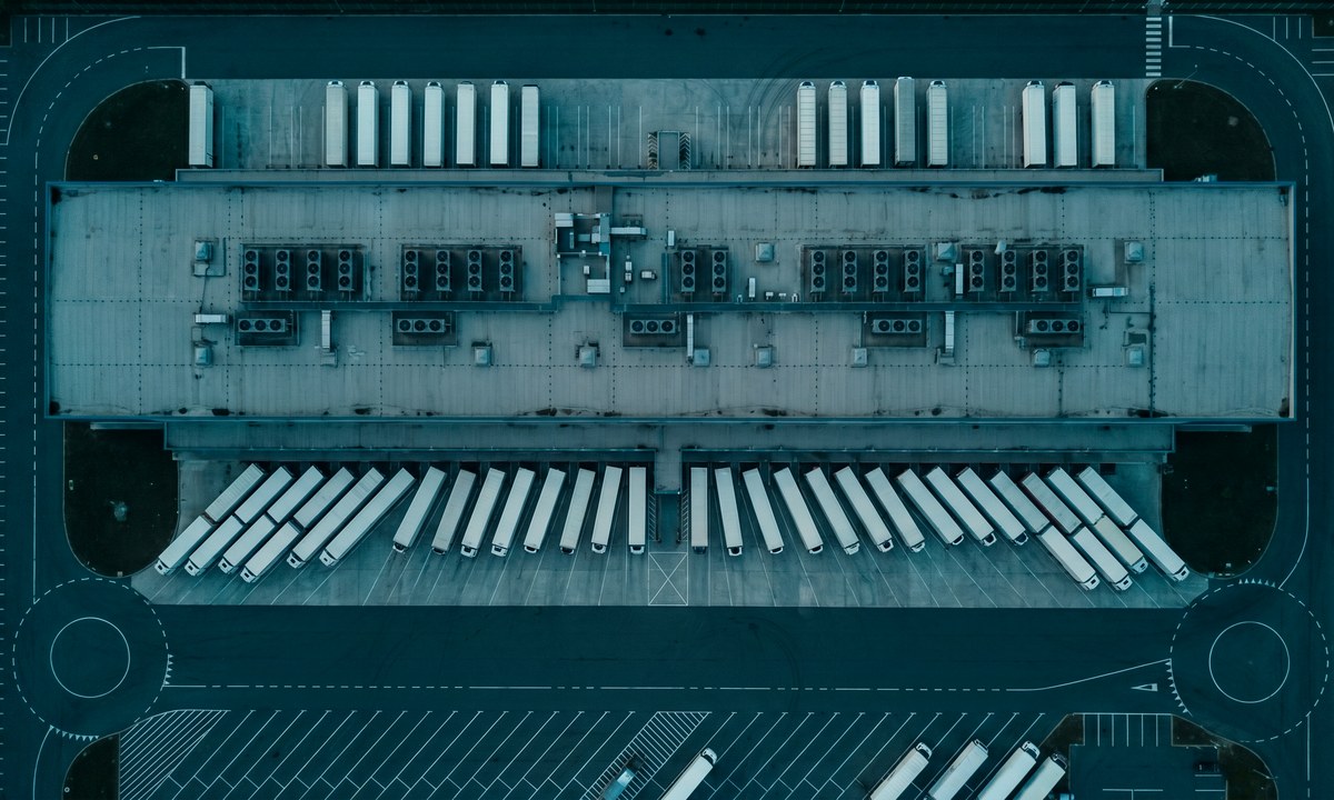 Aerial view of a refrigerated distribution facility